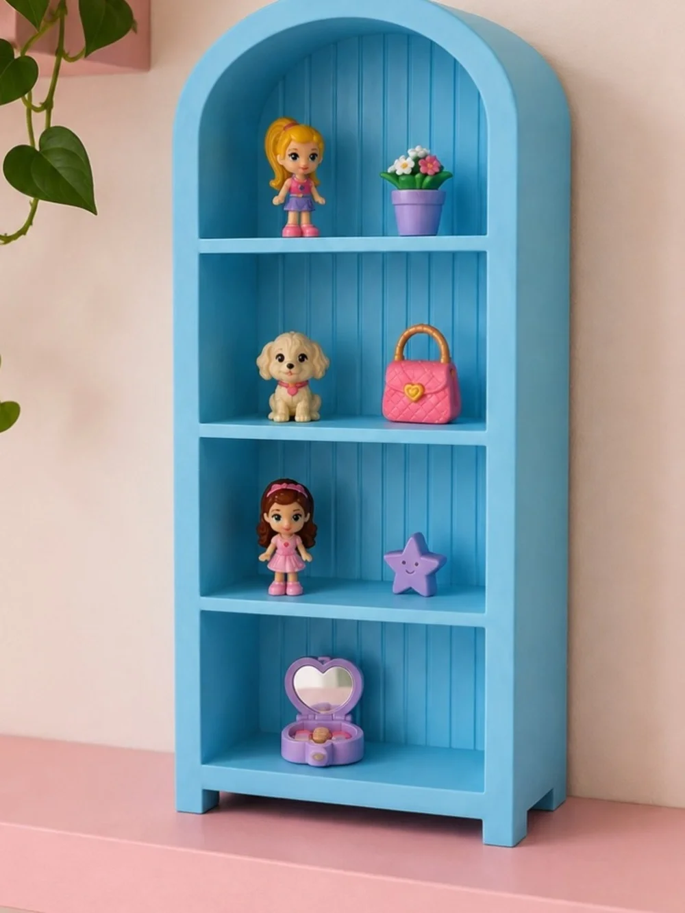 Blue 3D Printed Mini Trinket Shelf – Arched Figurine & Collectible Display